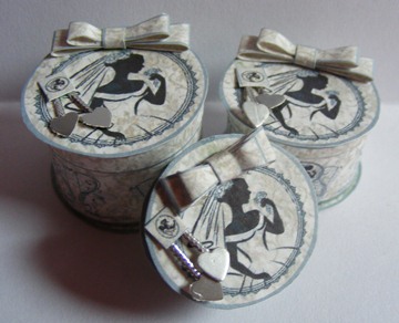 3 MINIATURE BRIDAL HAT BOXES